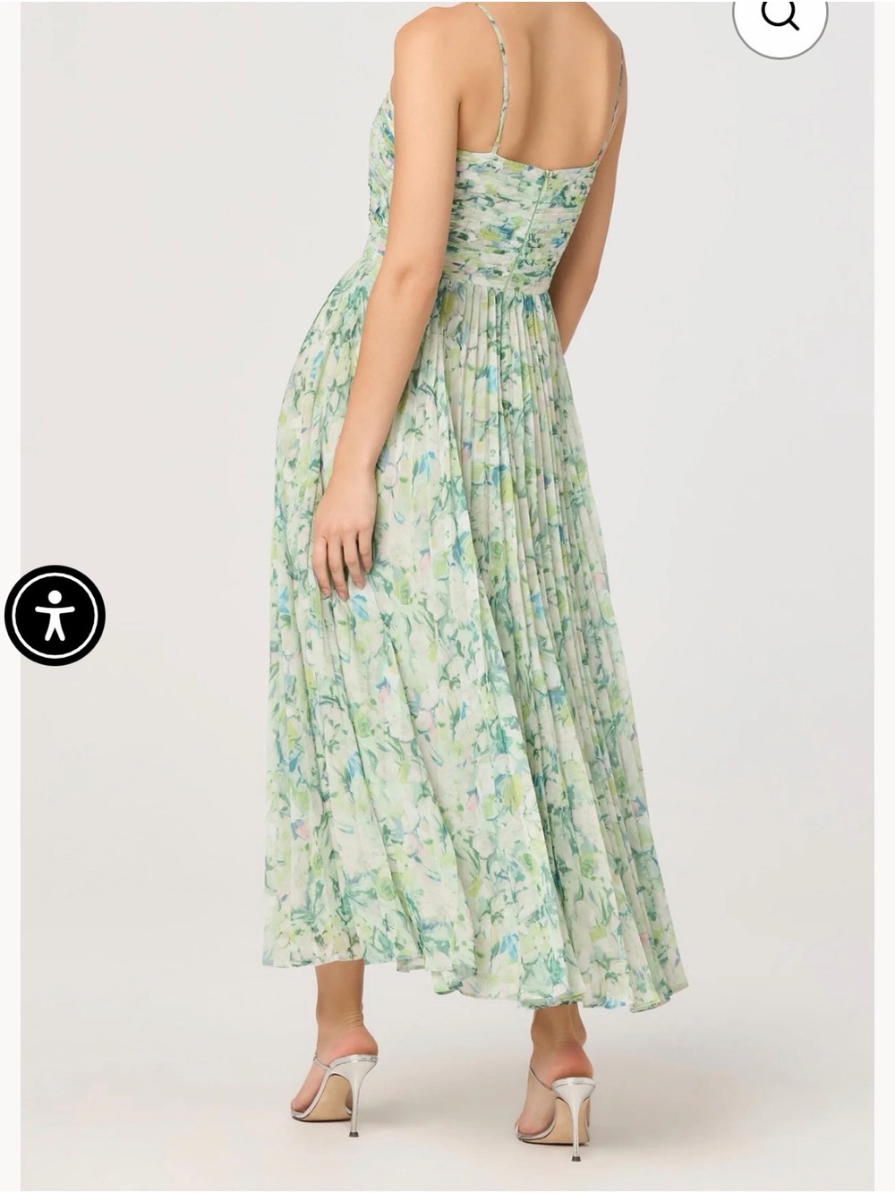 Astr Bayley Light Green Floral Pleated Midi Dress NWT - Picture 2 of 2